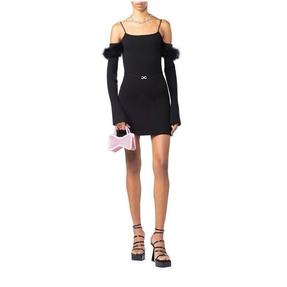 MACH & MACH Feather-Embellished Off-The-Shoulder Minidress size XL - Picture 3 of 15